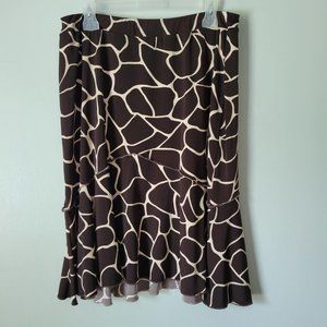 Chapter One Giraffe Print Women's A-Line Flare Skirt Size Large Elastic Waist